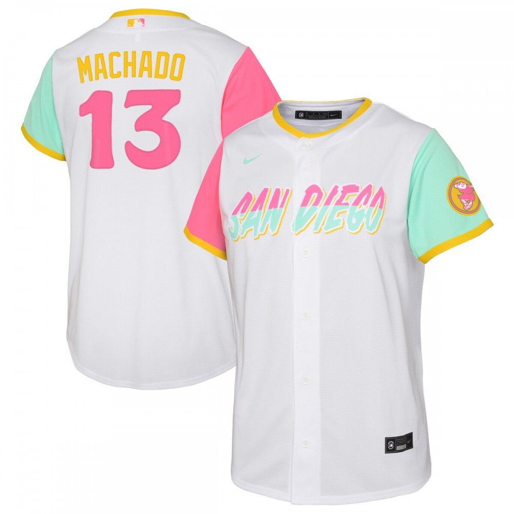 Manny Machado San Diego Padres Youth 2022 City Connect Replica Player Jersey - White-Pro Kit Vault | Brand New 26/27 Sports Jerseys
